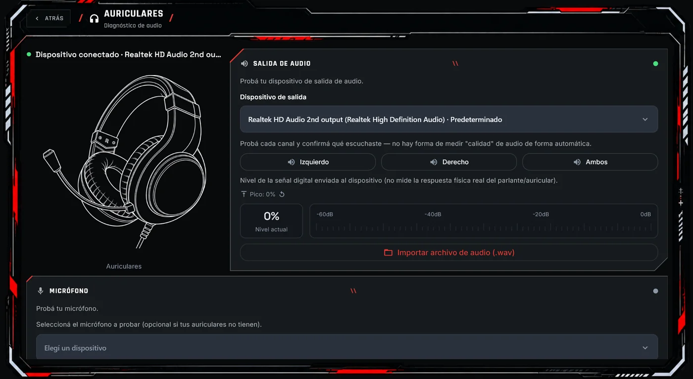 Diagnóstico de Auriculares en XC24 Diagnostics